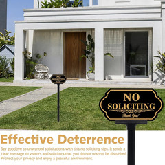 No Soliciting Sign for House with Stake – 50-mil Thick Aluminum – 5×10 Inch/37 I