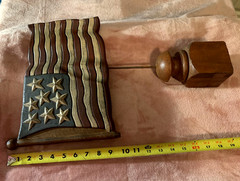 **Primitive Wood-Resin Flag~Table Sitter Sign~Americana Decor~4th of July**