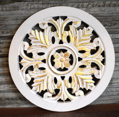 Decorative Medallion Carved Wood Wall Art Decor