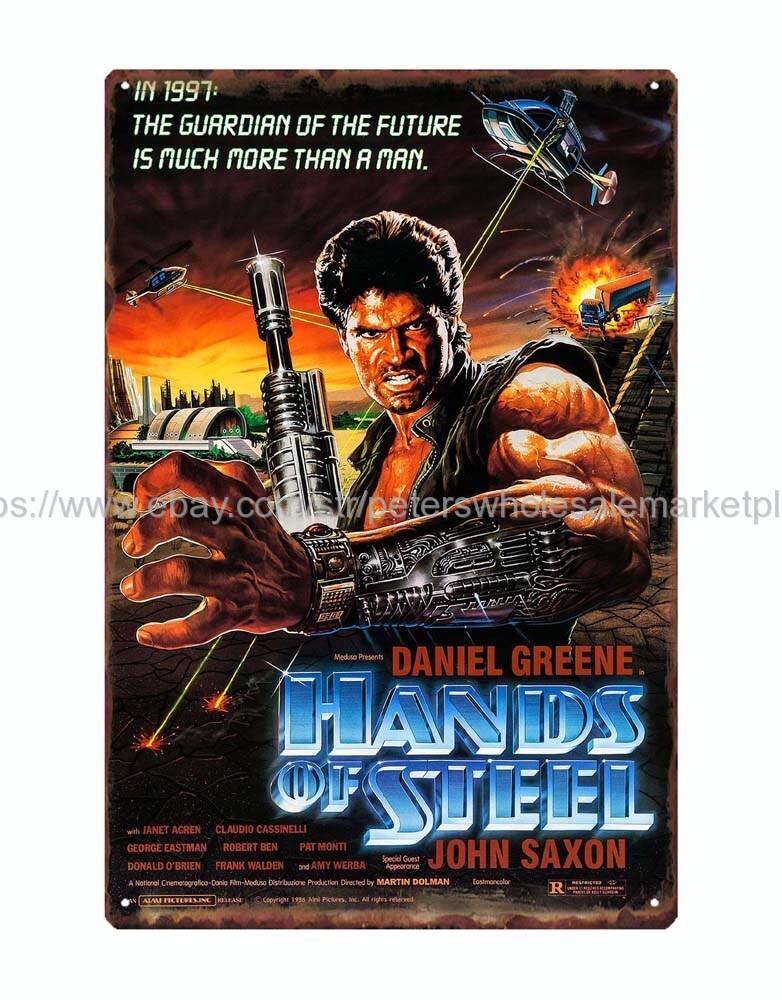 office shop metal signs hands of steel poster movie metal tin sign