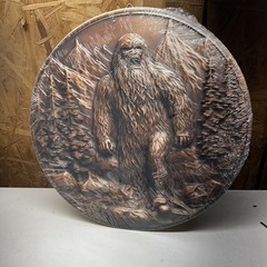 10.75 in. Bigfoot Round Metal Sign Yeti Sasquash Copper Color