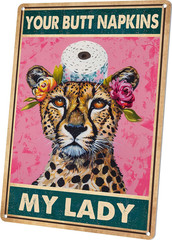 Hippie Bathroom Decor Leopard Sign Funny Restroom Toilet Wall Art Decorations fo