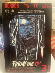 Warner Bros Set of 3 Horror Movie Metal Wall Art-IT/Friday the 13th/Exorcist-NIB