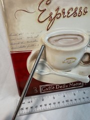 3D Ceramic Wall Plaque Espresso Caffè Della Notte 8×8 Inches Beige & Red Decor