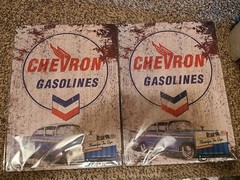 Chevron Gasolines Nostalgic Tin Metal Sign Embossed – Approx. 12″ x 16-3/4″ -New