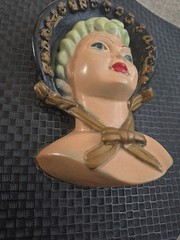 Vintage Victorian Wonen Cameo Wall Hanging Plaques, Lady Bust