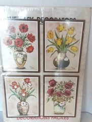 Vtg MCM Floral Botanical Vases Art Wall Plaque Hanging Holly Vanmeter New