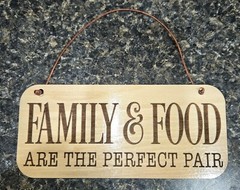 Home kitchen wood sign Family food gathering