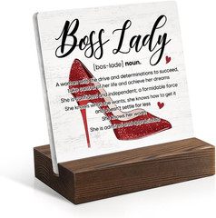 Boss Lady Definition Acrylic Sign with Wooden Stand Office Desk Decor Gift