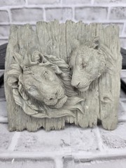 7″ – Carved Stone Lion & Lioness Wall Plaque – Safari Wildlife Décor