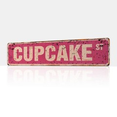 Cupcake ST Distressed Vintage Metal Sign Bakery Cafe Wall Decoration Tin Plaque