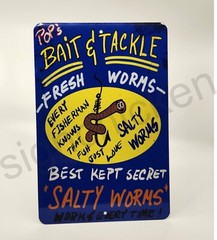 FUNNY FISHING SIGN, FISH, FISHERMAN, BAIT AND TACKLE, BOATS, DECOR