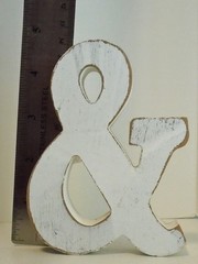 Ampersand White Distressed Shelf Sitter Plaque 4.5″ x 3.” x .75″ Freestanding