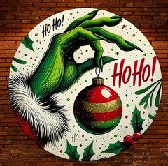 New Grinch Green Christmas Decoration Sign Tin Metal Signs Round 8×8 Ho Ho