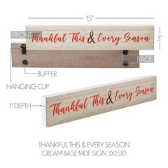 Thankful This & Every Season Cream Base MDF Sign 3×15 VHC Brands