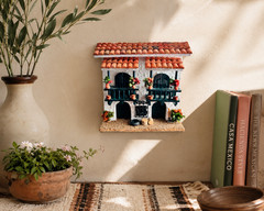 Mexican Folk Art Hacienda Wall Plaque Miniature House Terracotta Roof