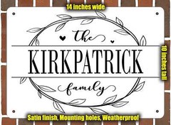 Kirkpatrick Family Decorative Metal Door or Wall Plaque (Style 1)