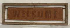 WELCOME SIGN Leather Wood Country Cabin Camp Western Hunting 8″ X 24″ NEW