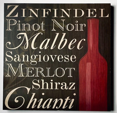 Wine Theme Wall Art 15” x 15” Decor for Kitchen, Bistro or Bar, Wood Shelf Sign
