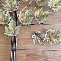 Vintage Maple Leaf Branch Copper Brass Wall Hanging Boho Home Decor Fall signed