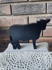 Faith Distressed Black Cow Farmhouse Shelf Sitter NEW