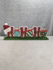 Wooden HoHoHO Christmas Desk Sign Red Glitter Christmas Decor 14” X 4.5”