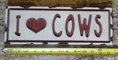 13 1/2″ x 5 3/4″ x 3/4″ “I Love Cows” Engraved Wooden Wall Plaque*Carved