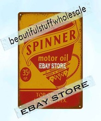 spinner motor oil classic automotive decor tin sign