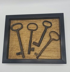 Vintage Iron Skeleton 4 Mounted Wood Frame Wall Art Decor