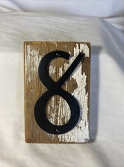 Rustic Reclaimed Wood House Number with Black Aluminum Number ~ 8