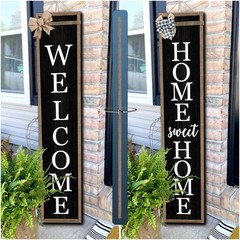 Outdoor Welcome Sign for Front Porch Standing Large 2 Sided 45″X9″ Wooden Fra…