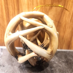 Deer Antler Ball Ornament 4” Hunting Lodge Cabin Rustic Christmas Decor