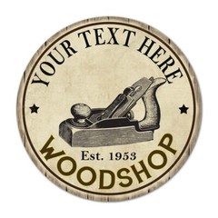 Personalized Woodshop Round Man Cave Metal Sign 100140047001