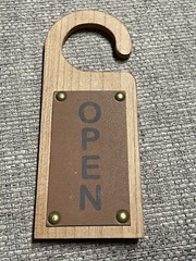 OPEN CLOSED Door Hanger Wood Wooden Plaque Store Sign Brown Black NEW