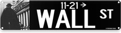 Wall Street New York City Theme Sign 16″ x 4″ Tin Green, White, Black
