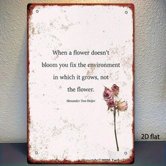 Vintage Metal Wall Art Sign Floral Quote 20.32×30.48 cm