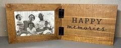 Hallmark “Happy Memories” 4×6 Solid Wood Folding Hinged Picture Photo Frame ￼￼