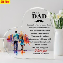 Heart Acrylic Plaque Watercolor Splash Father Daughter Walk Mustache Dad Gift