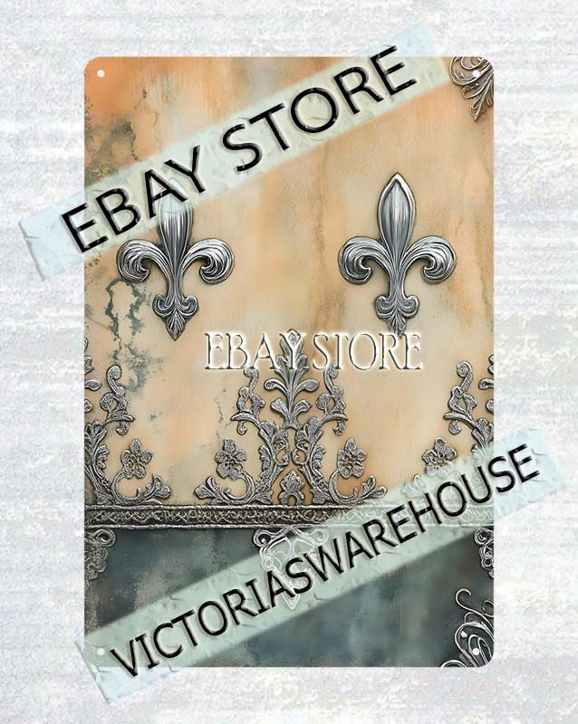 Fleur De Lis Gothic Tin Wall Sign witchcraft decor