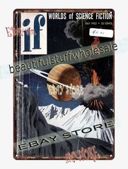 1953 If Worlds Sci Fi Pulp Saturn Mountain Cover Art Tin Sign long wall decor