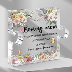 Bonus Mom Gifts from Daughter Son 3.9 Inch Step Mom Plaque Mothers Day Gift f…