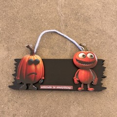 Attitude Is Everything Halloween Pumpkins 6” Long Wood Sign