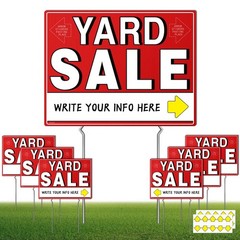7 Pcs Yard Sale Signs with Metal Stakes, 17″ x 13″, DoubleSided Yard Sale Sig…