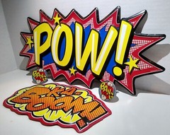 4 Piece Comic Book Hero Room Metal Signs Door Knob Hobby Lobby POW BANG KA-BOOM!
