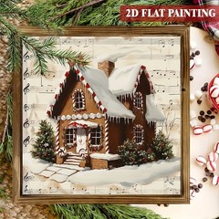 Retro Gingerbread House Mounted Wall Decor Wooden Farmhouse Christmas Plaque