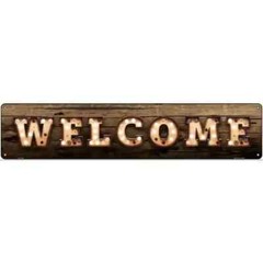 Welcome Bulb Lettering 3″x12″ metal street sign plaque Home Door Garage Wall