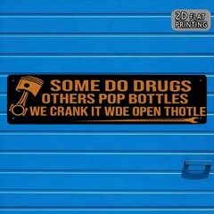 Piston and Wrench Graphic Sign with Mechanic Humor Quote for Garage Man Cave