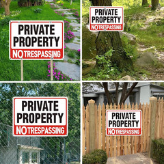 4 Pack Large No Trespassing Signs Private Property, 12×8 Inch Rust Free Alumi…