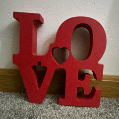 Red Wooden Freestanding LOVE Letter Display Sign with Heart Pattern