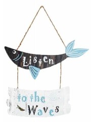 Fish/Wale Wall Hanging Home Decor Sealife Inspirational Plaque MDF Beach Sign